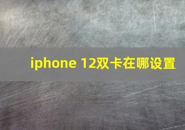 iphone 12双卡在哪设置